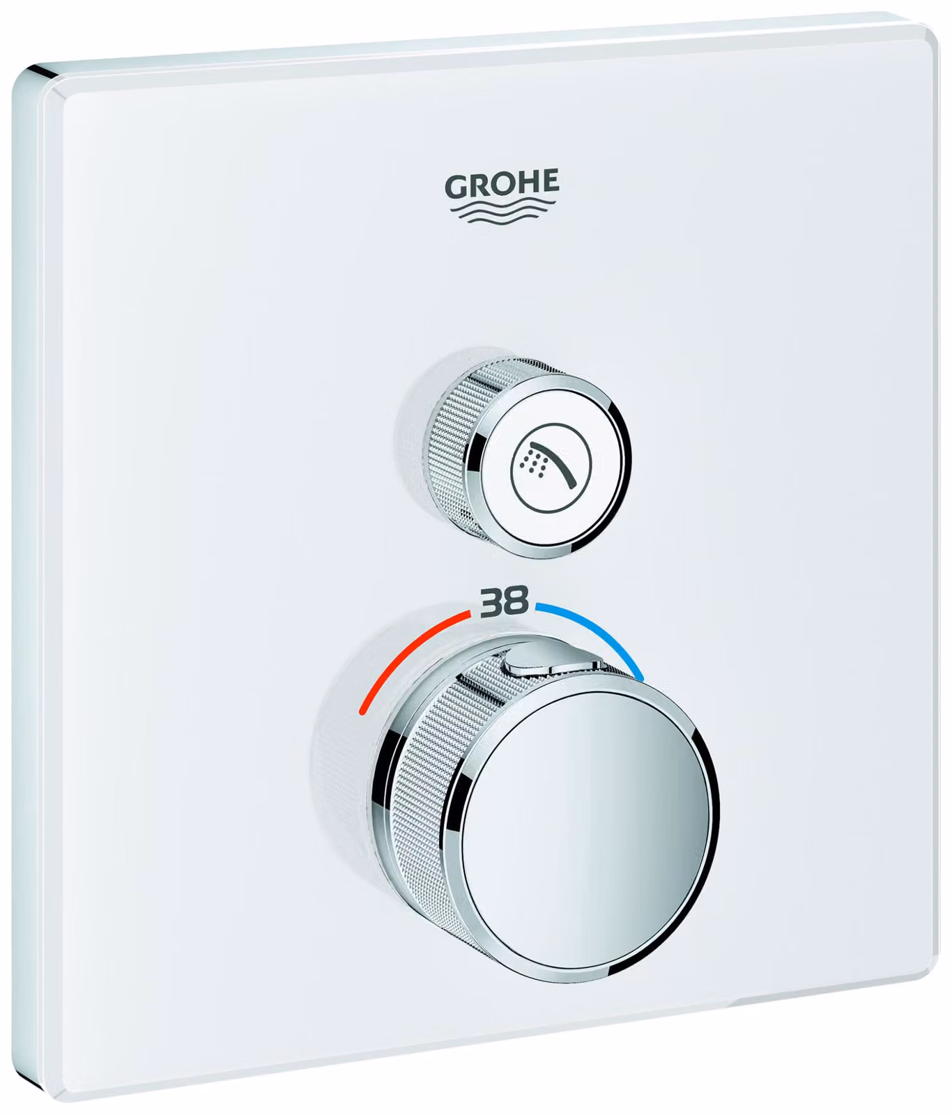 Grohe Grohtherm SmartControl Thermostat avec un robinet d'arrêt, rose murale blanc lune, 29153LS0, 29153LS0