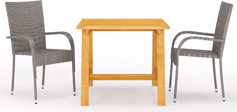 Maison Exclusive - Set da pranzo da giardino a 3 pezzi, grigio