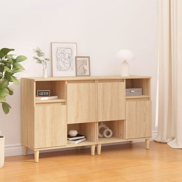 Set di 2 credenze vidaXL in legno multistrato e MDF, colore Rovere Sonoma, L 60 cm x P 35 cm x H 70 cm