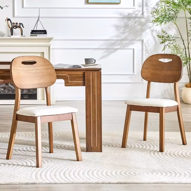 Set di 2 sedie da pranzo moderne WISHDOR bianche con schienale ovale e seduta imbottita in ecopelle e tessuto – 1