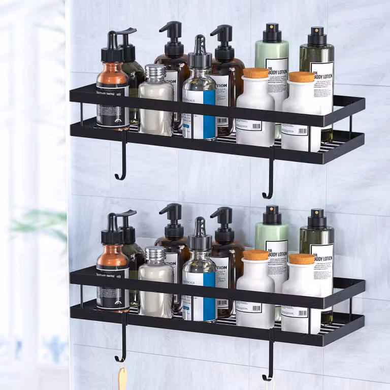 Omgoods - Mensole da parete autoadesive, set di 2, ideali per bagno e cucina