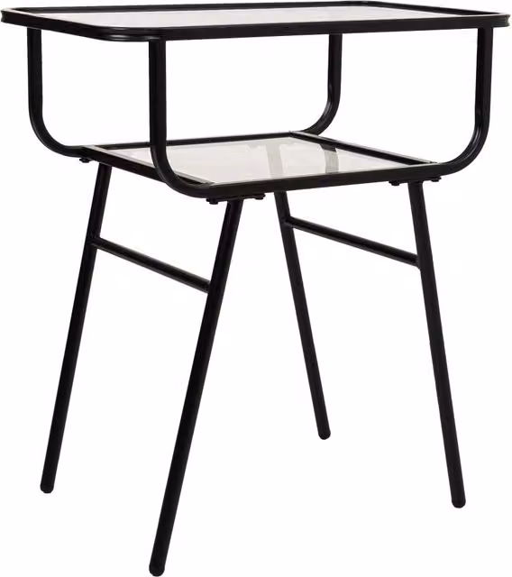 Comodino industrial in metallo e vetro Wanderlust Deco grigio e nero L: 60 cm, P: 35 cm, H: 65,5 cm