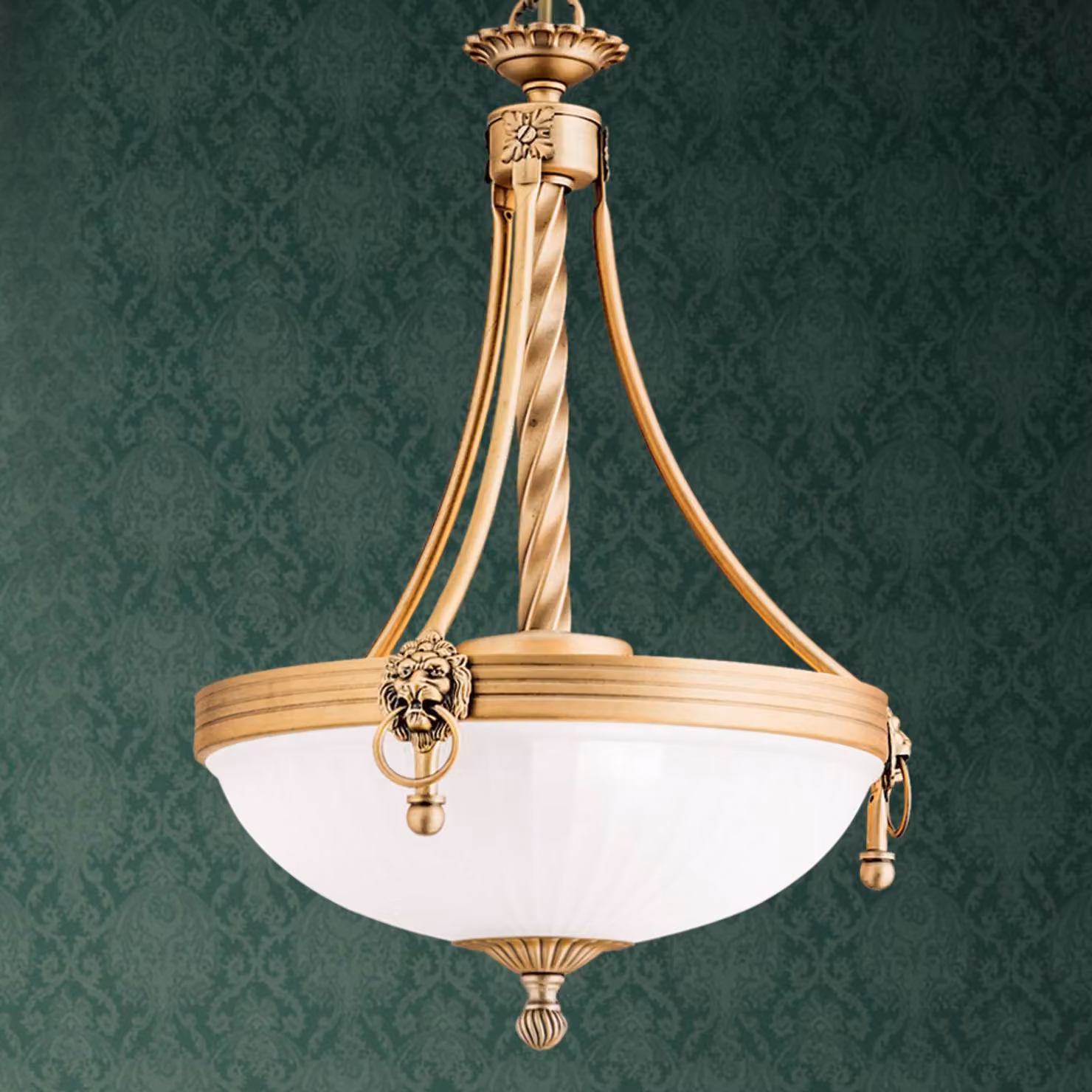 ORION Lampada a sospensione in vetro Rocca, dimmerabile, Bronzo / Ottone antico, Soggiorno / Sala da pranzo, Metallo, Antico, Lampada a sospensione