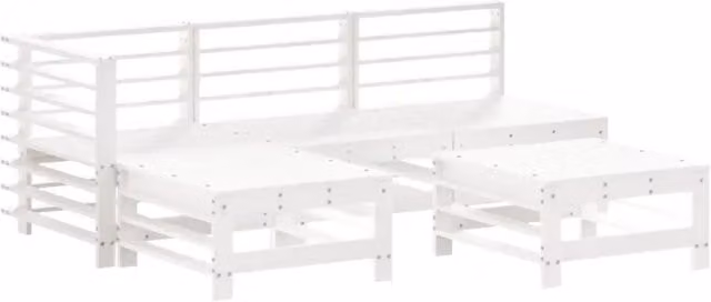 Set Salotto da Giardino 5 pz | Set di Mobili da Esterno Bianco in Legno Massello di Pino