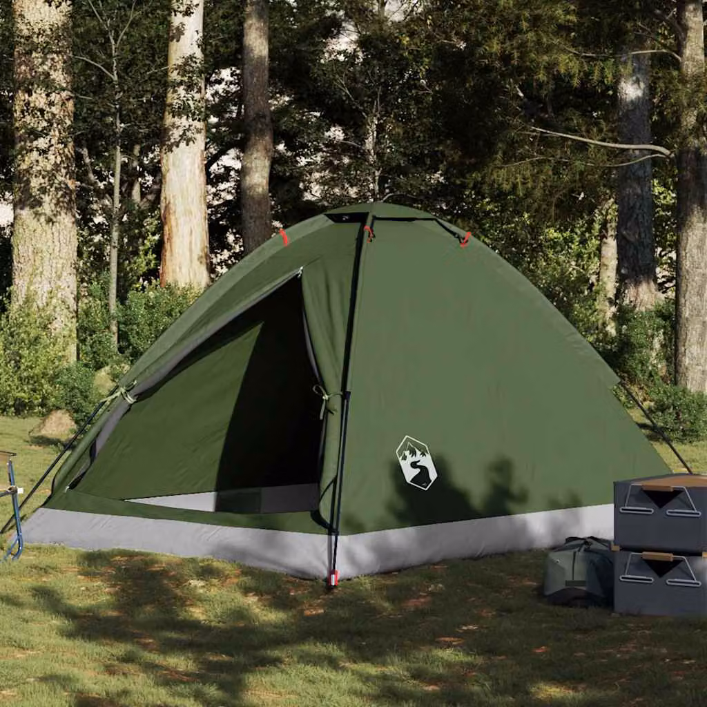 vidaXL Tenda da Campeggio a Cupola per 4 Persone Verde Oliva Impermeabile in Poliestere