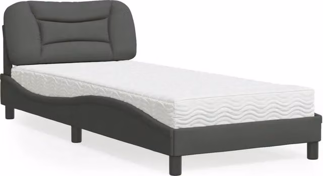 Letto con Materasso Hvar Grigio Scuro 80x200 cm in Tessuto 3208493