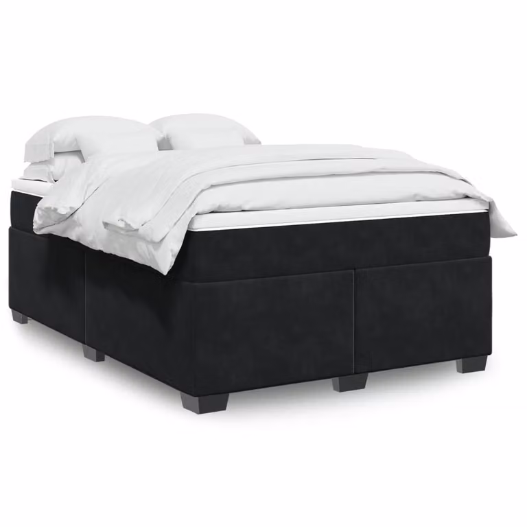 vidaXL Giroletto a Molle con Materasso in Velluto Nero L: 140 cm, P: 190 cm