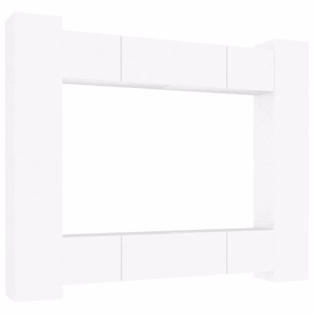 Set di mobili porta TV da 8 pezzi vidaXL in legno e MDF bianco per soggiorno, modello a parete – 2