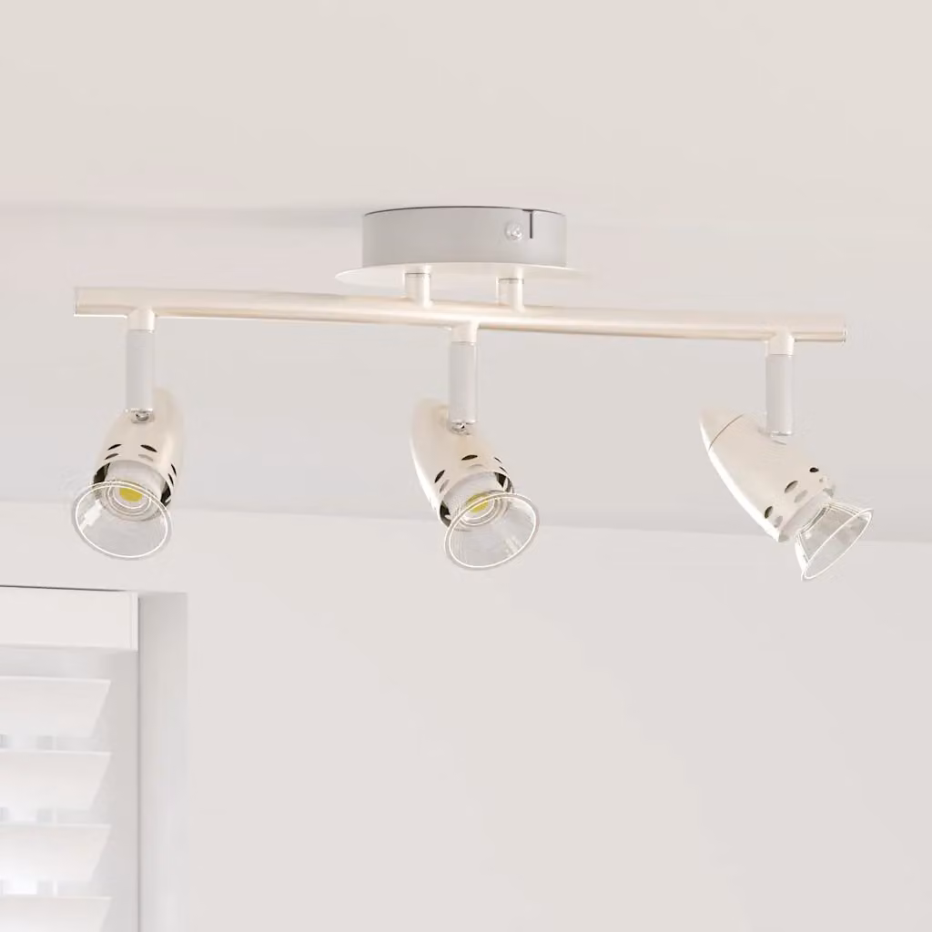 Faretto da soffitto regolabile vidaXL in metallo e vetro, colore argento, L: 36,5 cm, P: 10 cm, H: 12,5 cm
