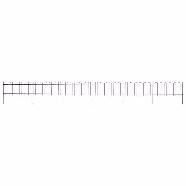 Recinzione da giardino vidaXL in acciaio con parte superiore ad anello, colore nero, L: 1005 cm, H: 80 cm