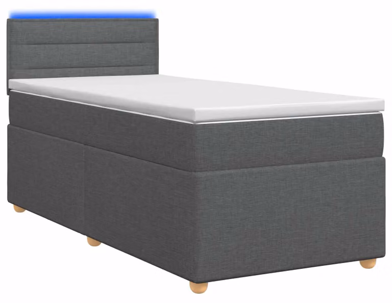 vidaXL Letto a molle con materasso grigio scuro 100 x 200 cm in tessuto