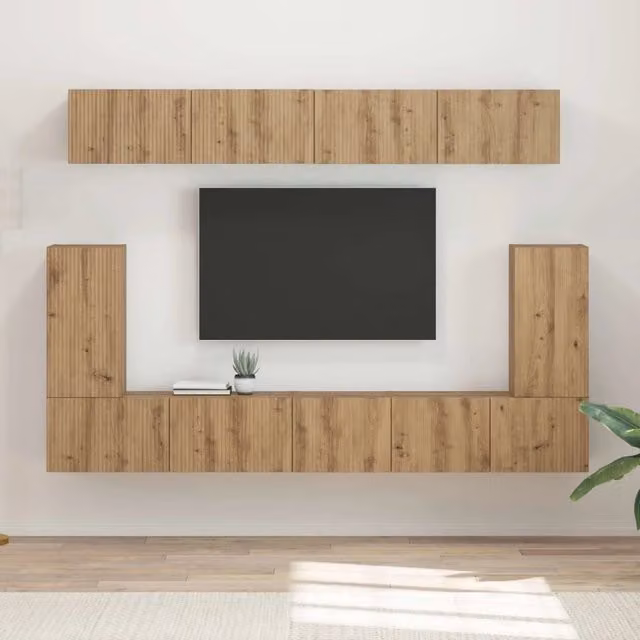 Set mobile TV 5 pz Rovere artigianale Legno ingegnerizzato 3409095