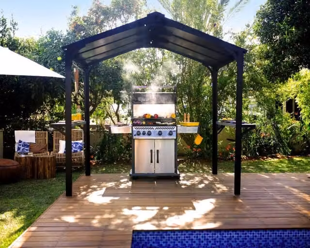 Canopia Austin Gazebo per Barbecue in Alluminio L: 240 cm, P: 180 cm, H: 230 cm