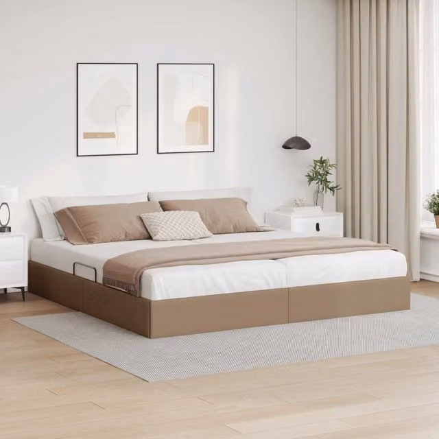 Letto ottomano Cappuccino 200 x 200 cm Pelle Sintetica 3442789