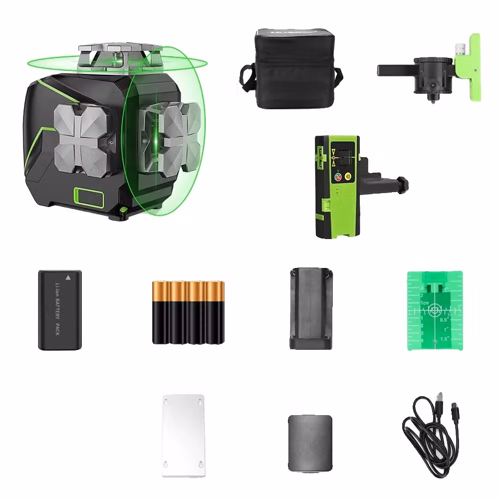 Livella laser, raggio verde, autolivellante, con ricevitore