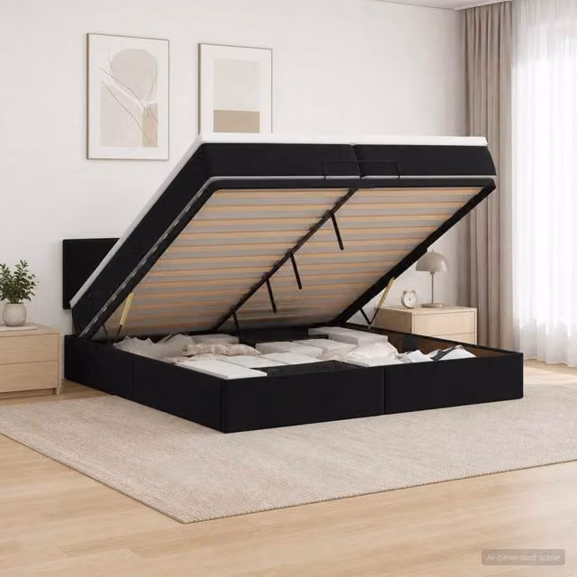 Letto ottomano con materasso Nero 200 x 200 cm Velluto 3456581