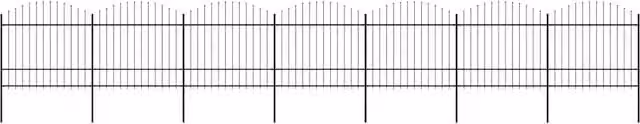 Recinzione da giardino con punta a lancia in acciaio vidaxl nero L: 1172 cm, H: 175 cm