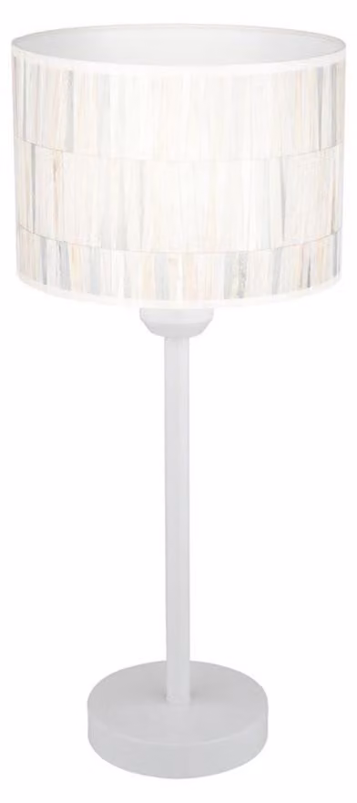 Lampada da tavolo, paralume in stile retrò, decorazione a motivi metallici, bianco e multicolore