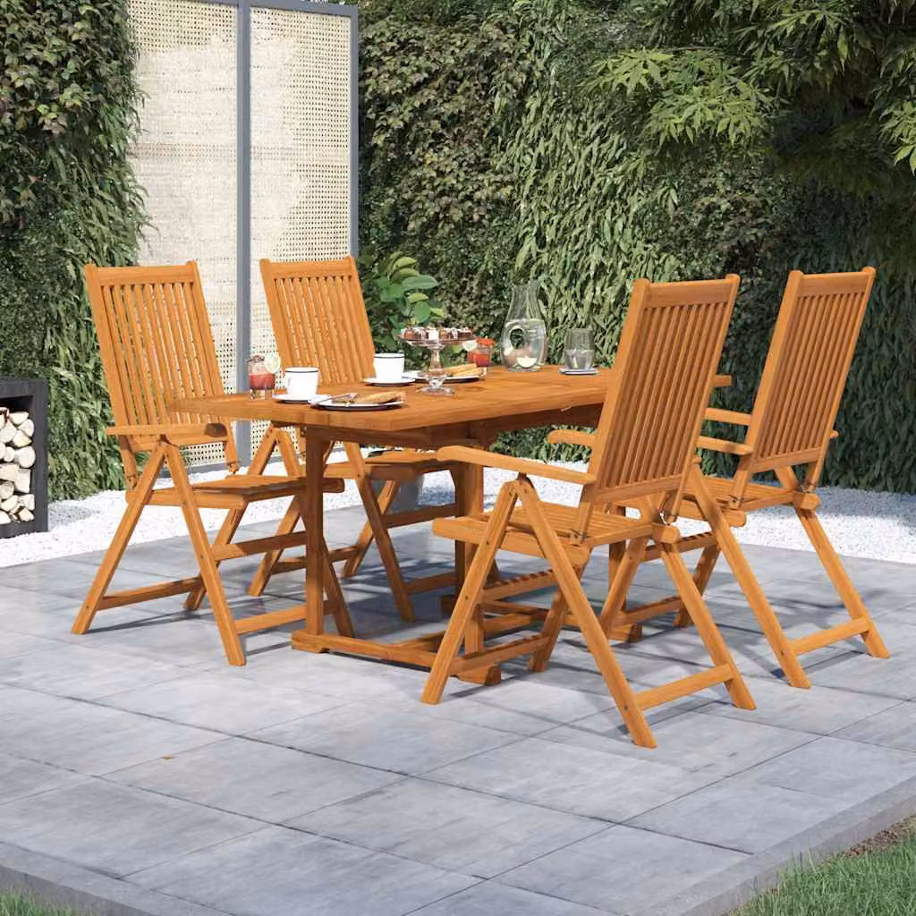 Set da giardino vidaXL in legno di acacia marrone composto da 5 pezzi con tavolo rettangolare estensibile