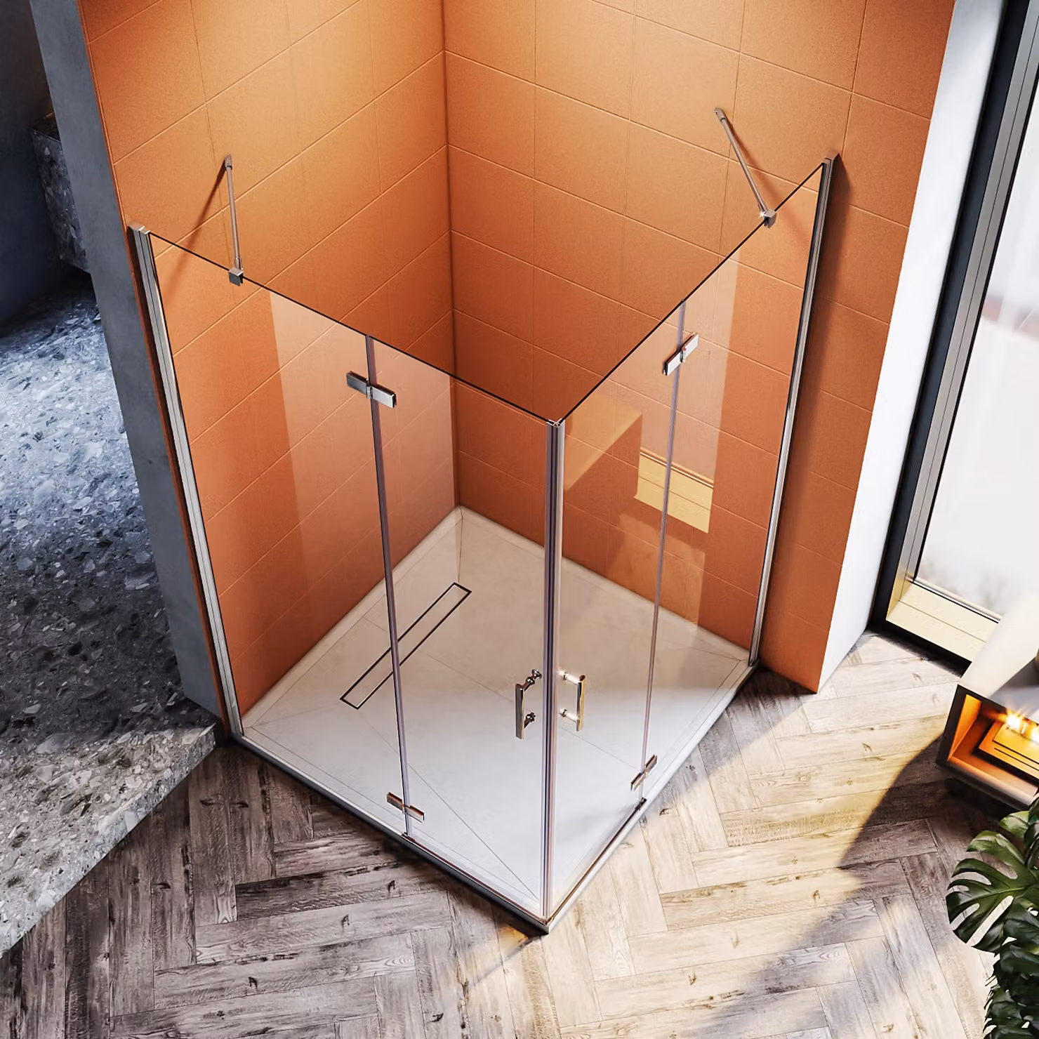 Cabina doccia SUNXURY 80x80cm con nanorivestimento ESG vetro di sicurezza cabina doccia walk in shower