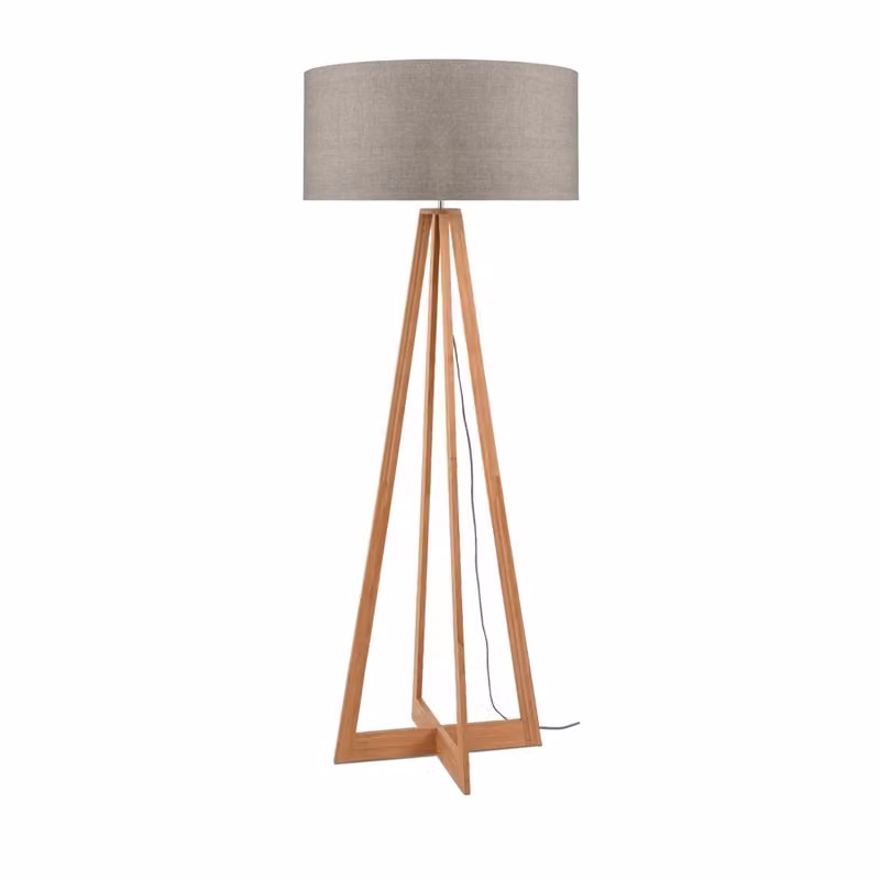 GOOD&MOJO - Lampada da terra Everest - Taupe/Bamboo - Ø60cm per soggiorno, camera da letto