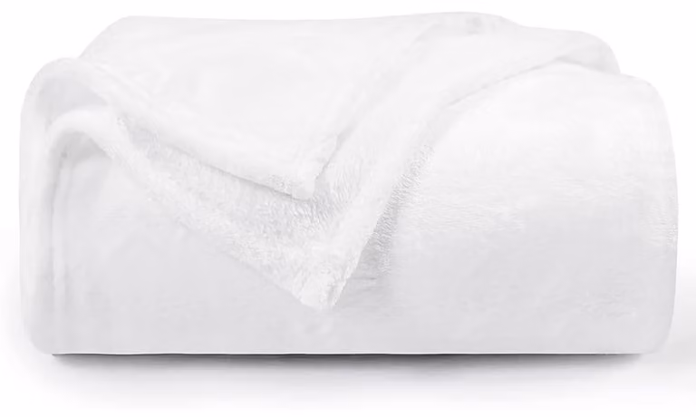 Coperta calda e soffice, bianca, 150x200 cm, taglia XL, ideale per il divano, realizzata in morbido flanella