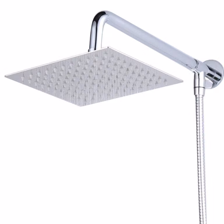 Inovra - Doccia quadrata da 25 cm - Acciaio inossidabile - Include tubo flessibile per doccia - Supporto - Accessori per il montaggio - Facile da installare - Pioggia doccia