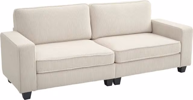 Divano 3 posti in velluto a coste ¨C Xylo ¨C crema, con molle insacchettate, 227x84x87 cm