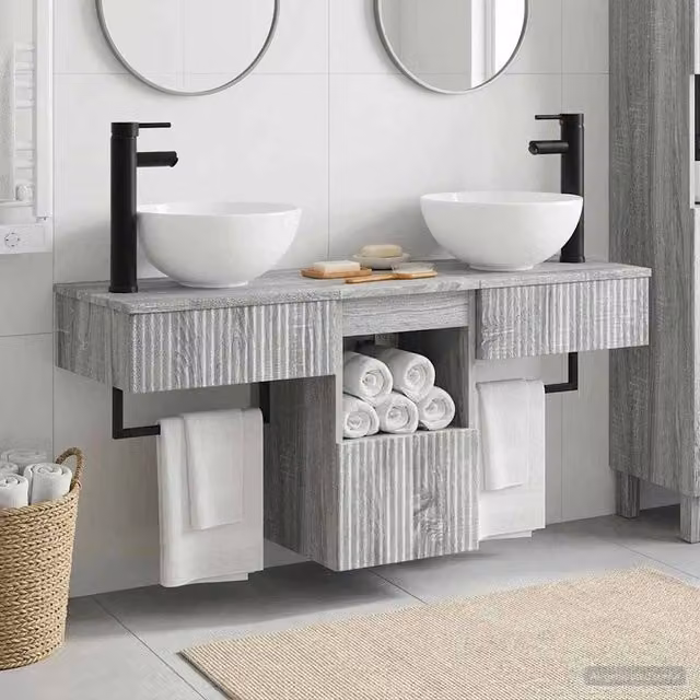 Set di mobili per il bagno moderno vidaXL in 3 pezzi grigio in MDF
