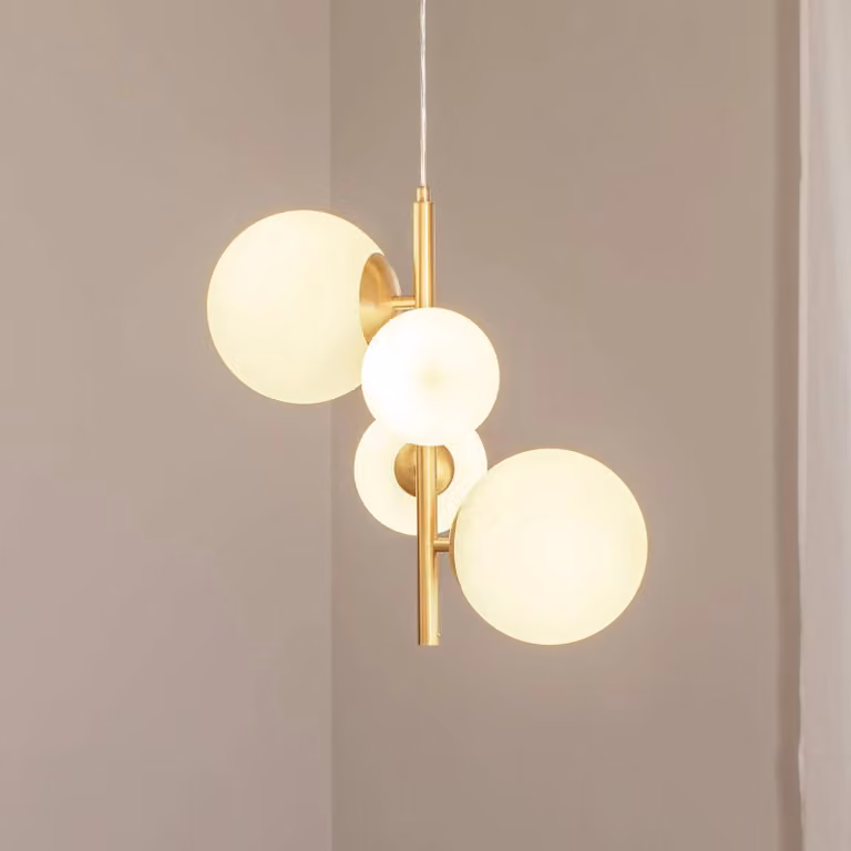 Lampada a sospensione in vetro Joel ALDEX, dimmerabile, Ottone / Oro, Soggiorno / Sala da pranzo, Metallo, Lampada a sospensione