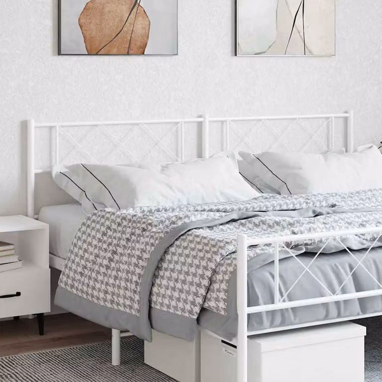 Testiera di ricambio in metallo vidaXL, colore bianco laccato, L: 206 cm, H: 90 cm, P: 3 cm