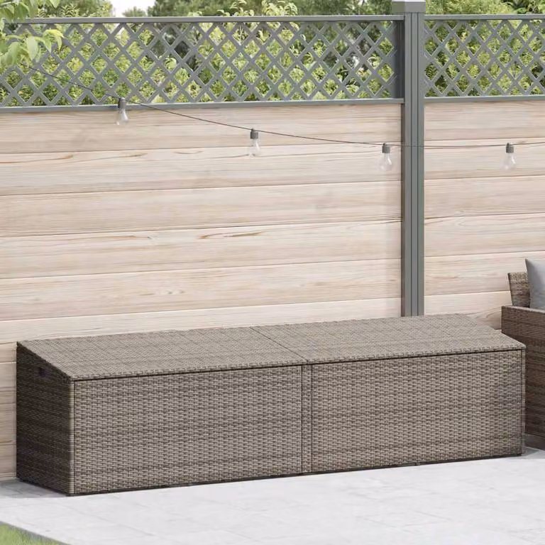 Baule da Giardino Grigio 220x50x58 cm in Polyrattan