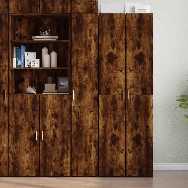 Credenza moderna vidaXL in legno MDF color marrone con ante a battente e ripiani interni, sospesa a parete, L/P/H: 30 x 42,5 x 185 cm