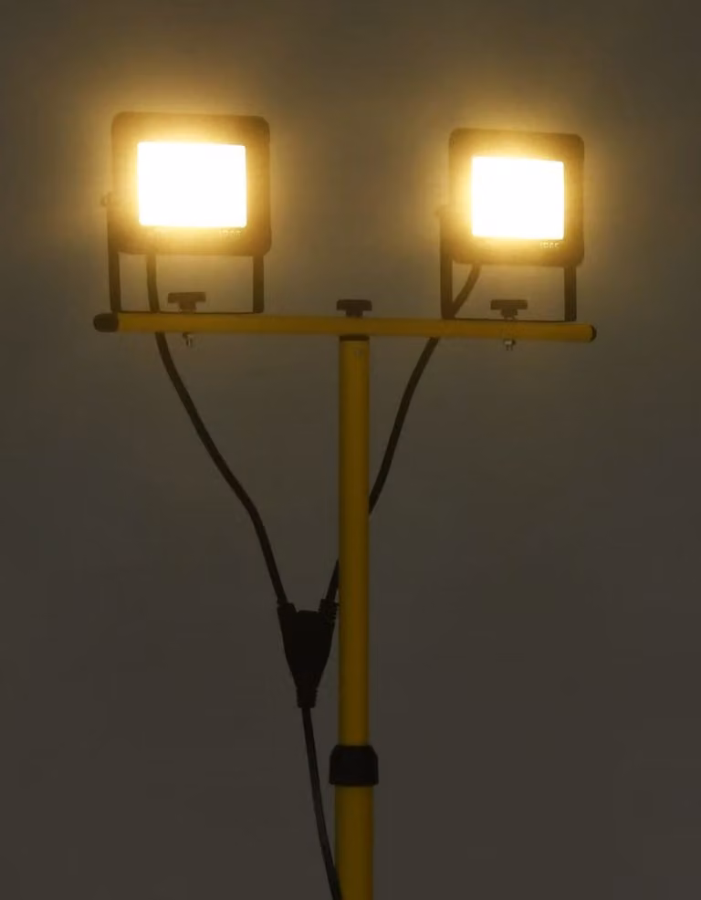 Faretto a LED con Treppiede 2x50 W Bianco Caldo