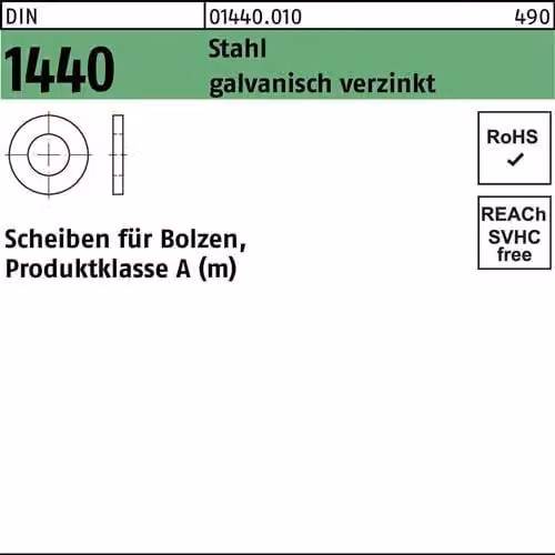 Rondelle per bulloni DIN 1440 acciaio 55 galv. vz 014400100550000 (10 pezzi)