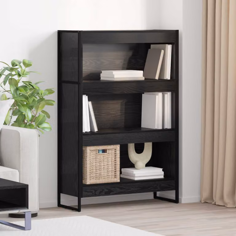 vidaXL Armadio per Libri in Stile Industrial Nero con MDF e Metallo L 80 cm x P 30 cm x H 121 cm