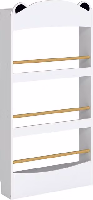 AIYAPLAY Libreria Montessoriana per Bambini 3-8 Anni a Forma di Orso con 4 Ripiani in Legno, 50x15x97 cm, Bianco   Aosom Italy