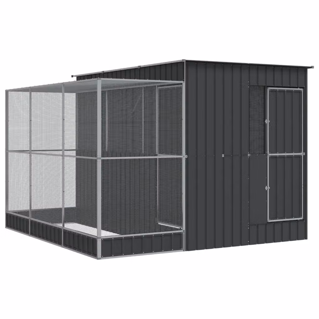 Voliera con estensione vidaXL in acciaio color argento e antracite L: 290 cm, P: 303 cm, H: 216 cm – 2