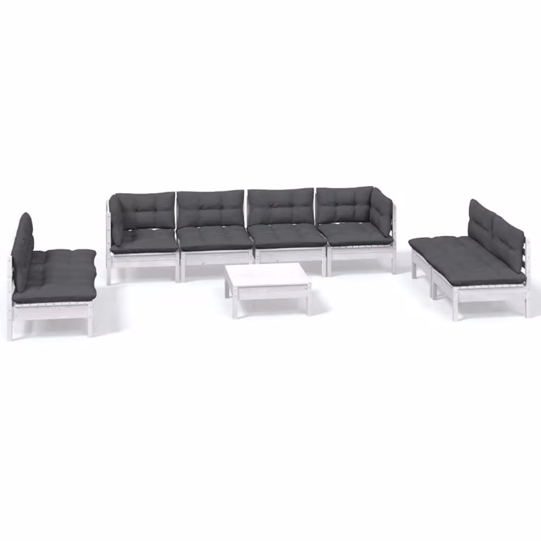 Set Salotto Giardino con Cuscini 9 pz in Legno Massello di Pino