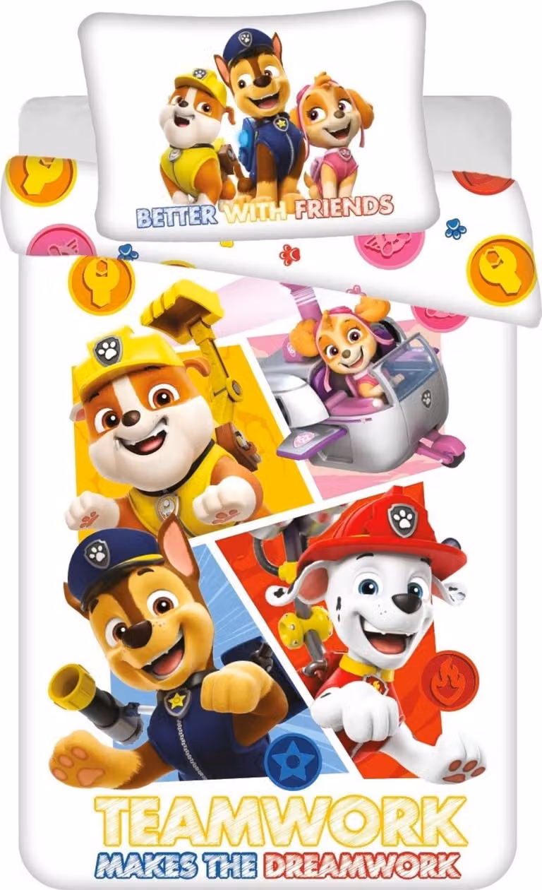 Biancheria da letto per bambini Paw Patrol Teamwork 100x135 & 40x60 cm