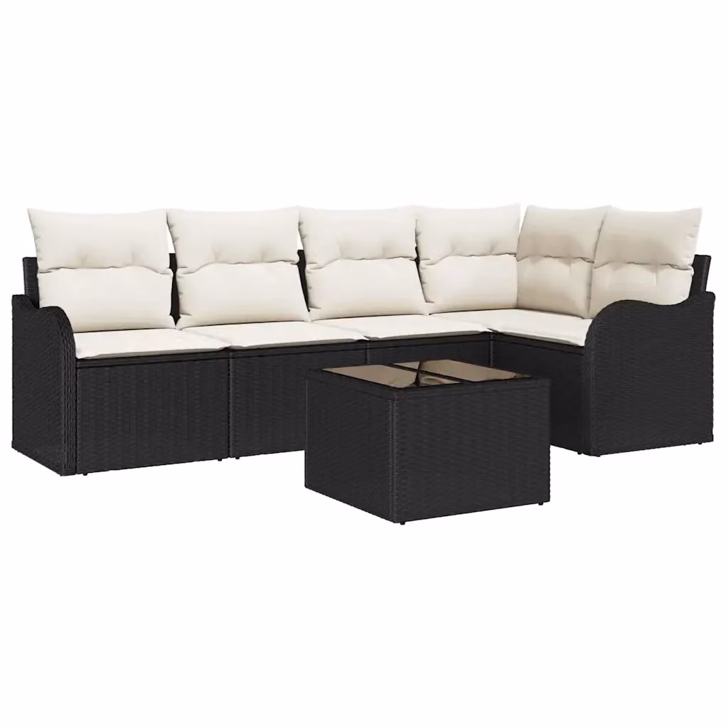 Set Divano da Giardino vidaXL a Forma di L in Polyrattan Nero con Tavolino e Contenitore per Cuscini – 2