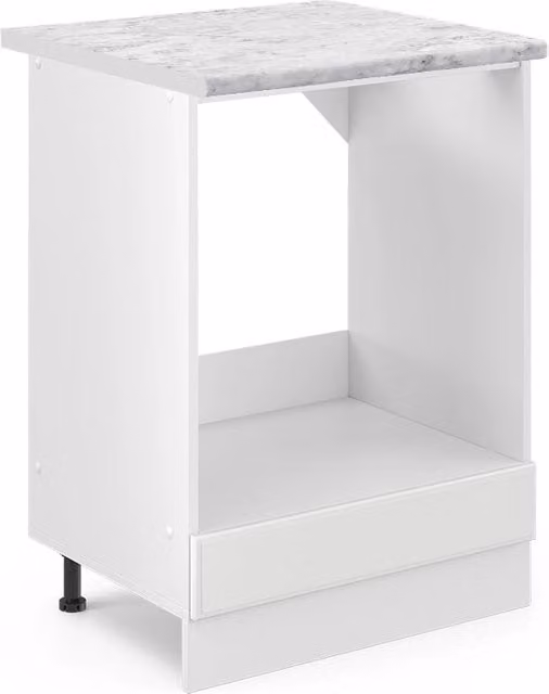 Mobile per forno da incasso Vicco R-Line Bianco rustico con piano in marmo, Larghezza: 60 cm