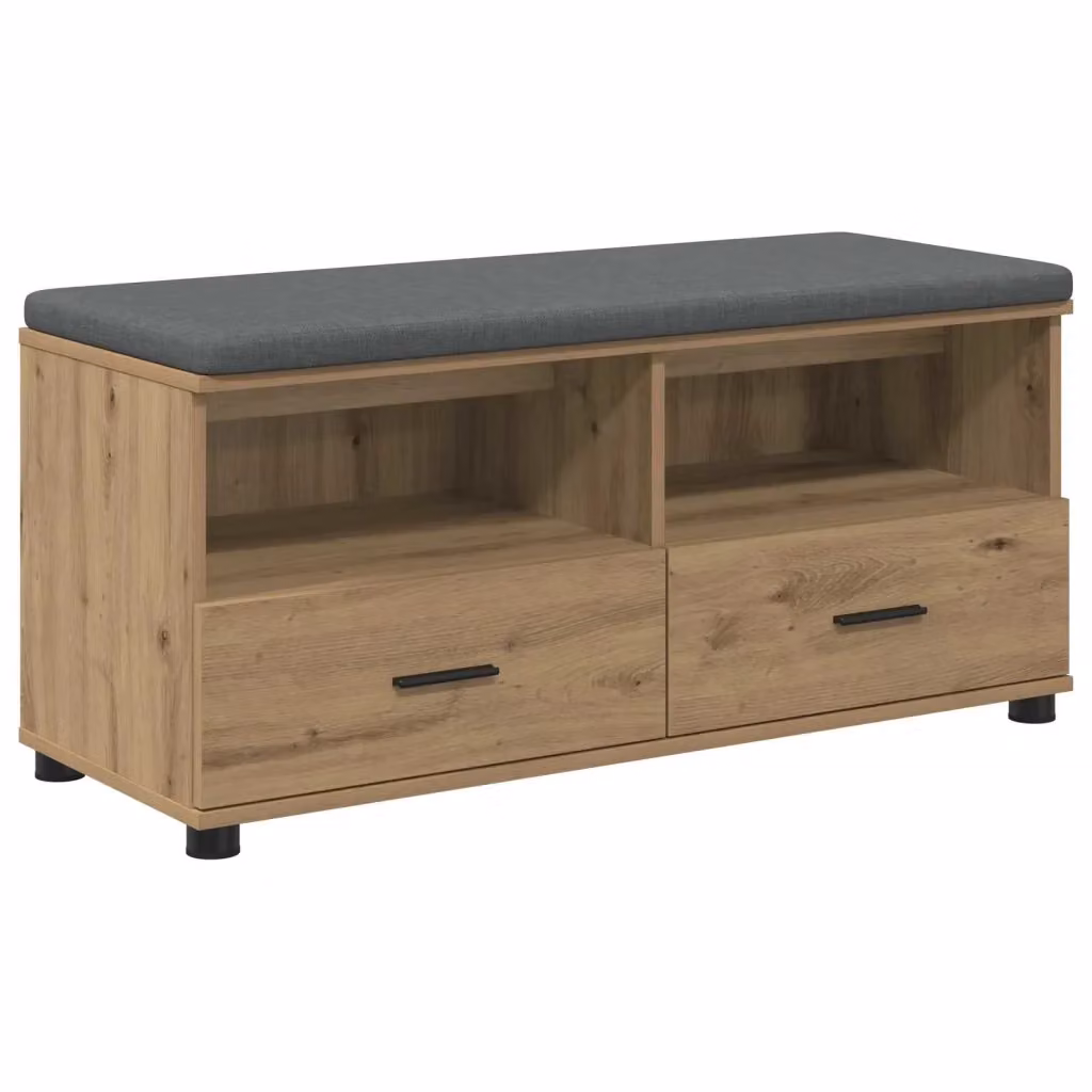 Panca da ingresso con porta scarpe vidaXL in legno rovere marrone L: 100 cm, P: 38 cm, H: 46 cm – 2
