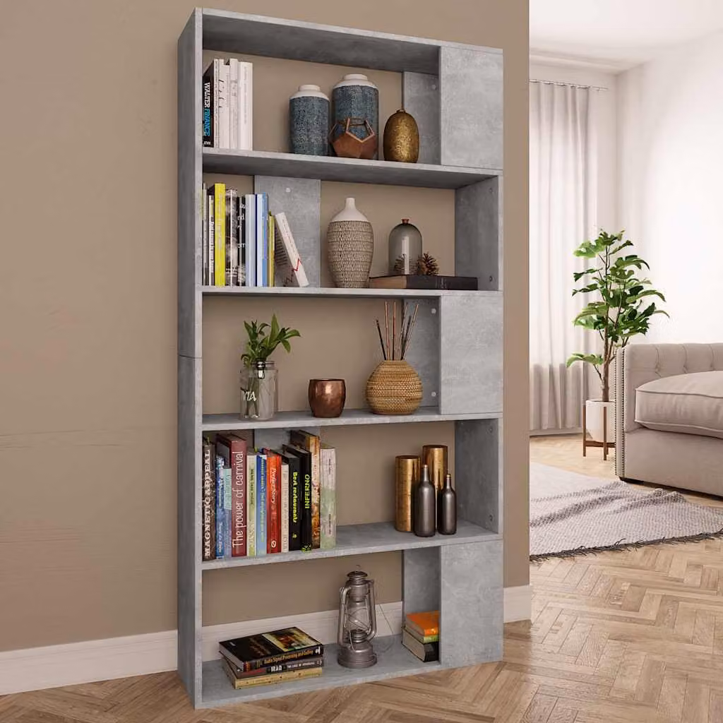 Libreria/Divisorio vidaXL Grigio Cemento in Legno Ingegnerizzato L: 80 cm, P: 24 cm, H: 159 cm
