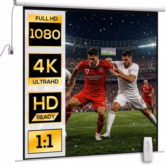 Telo per Proiettore Motorizzato Minimal Bianco 120 Pollici L: 236.5 cm, H: 236.5 cm – 1