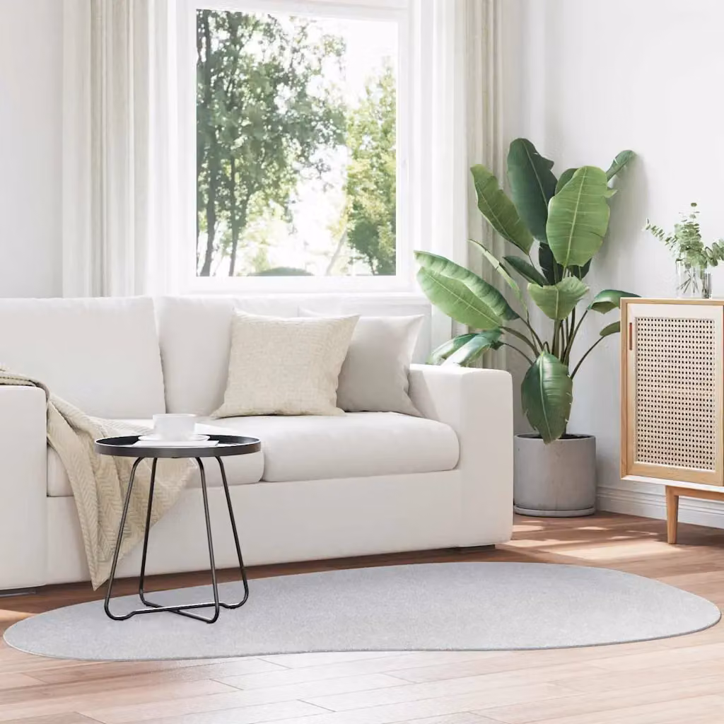 Tappeto moderno vidaXL HUARTE Grigio in poliestere, Lavabile e antiscivolo, L: 140 cm x P: 200 cm