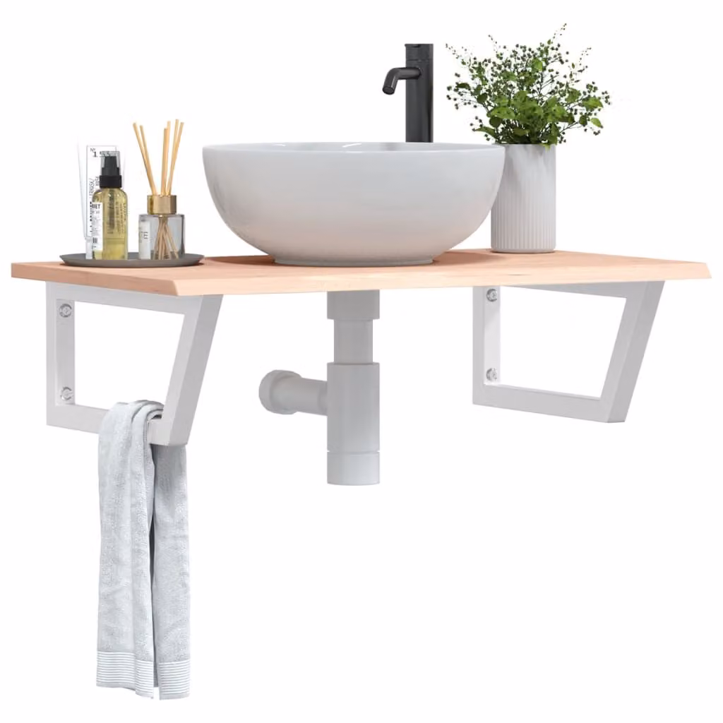 vidaXL Ripiano a Parete per Lavabo in Rovere e Metallo per Bagno