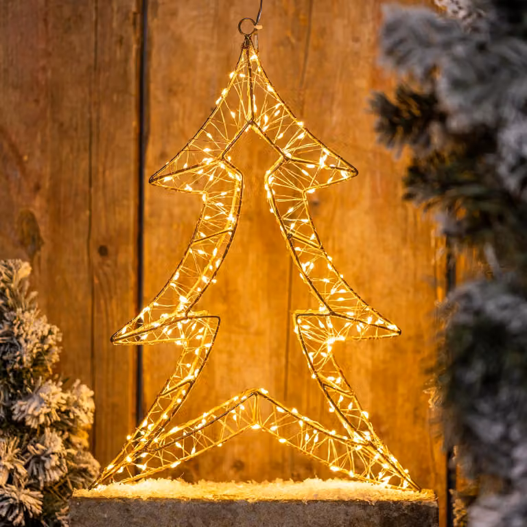 Albero di Natale decorativo a LED in metallo 240 LED bianchi caldi per interni