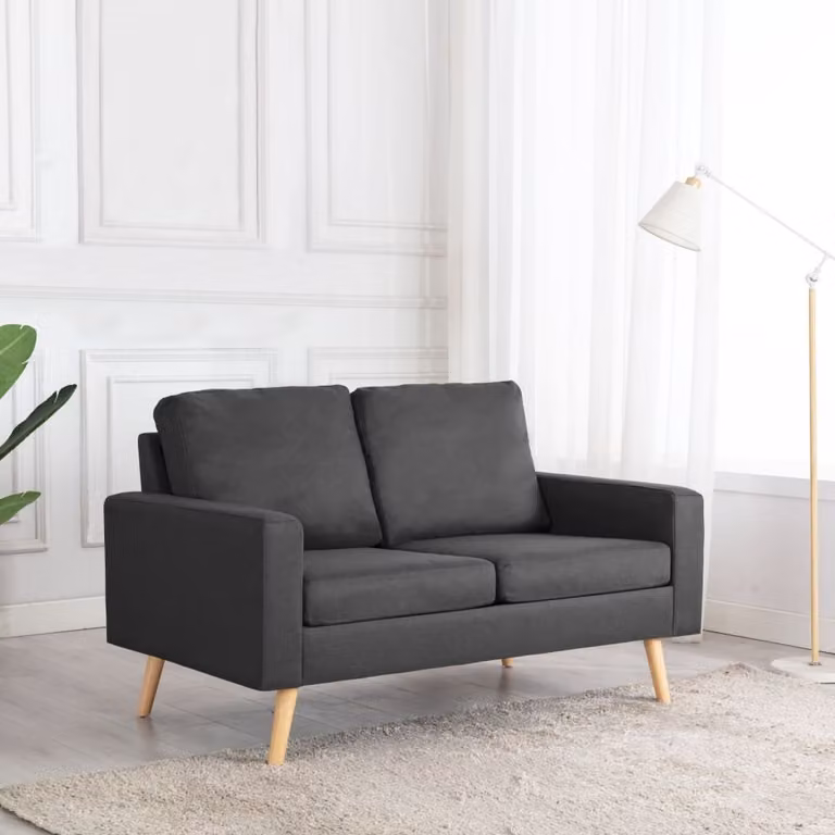 Maison Exclusive - Divano a due posti in tessuto grigio scuro