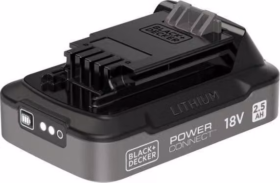 Batteria 18 V, 2,5 Ah, indice di carica, BLACK+DECKER BDL2518S-XJ, nero